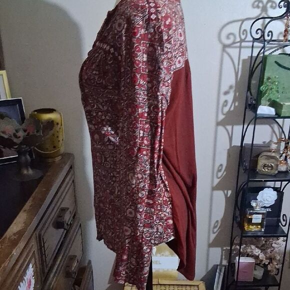 Anthropologie One September Bohemian Red Patterned Women's Top Size Medium - Picture 8 of 11